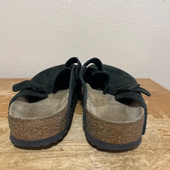 Birkenstock Boston Classic Black Suede Leather Slides Shoes Men's Sz 10 - Picture 4 of 6